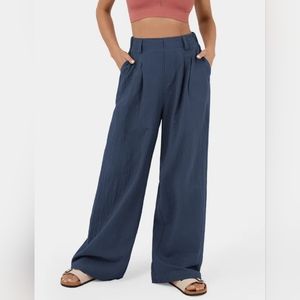 HALARA High Waist Plicated Side Pockets Wide Leg Flowy Solid Palazzo Pan…